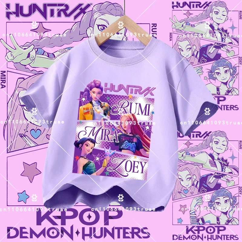 

Summer 2026 New KPop Demon Hunters Kids Girls Boys T-shirt Children's Clothing T Shirt Casual O-Neck Short Sleeve Tops
