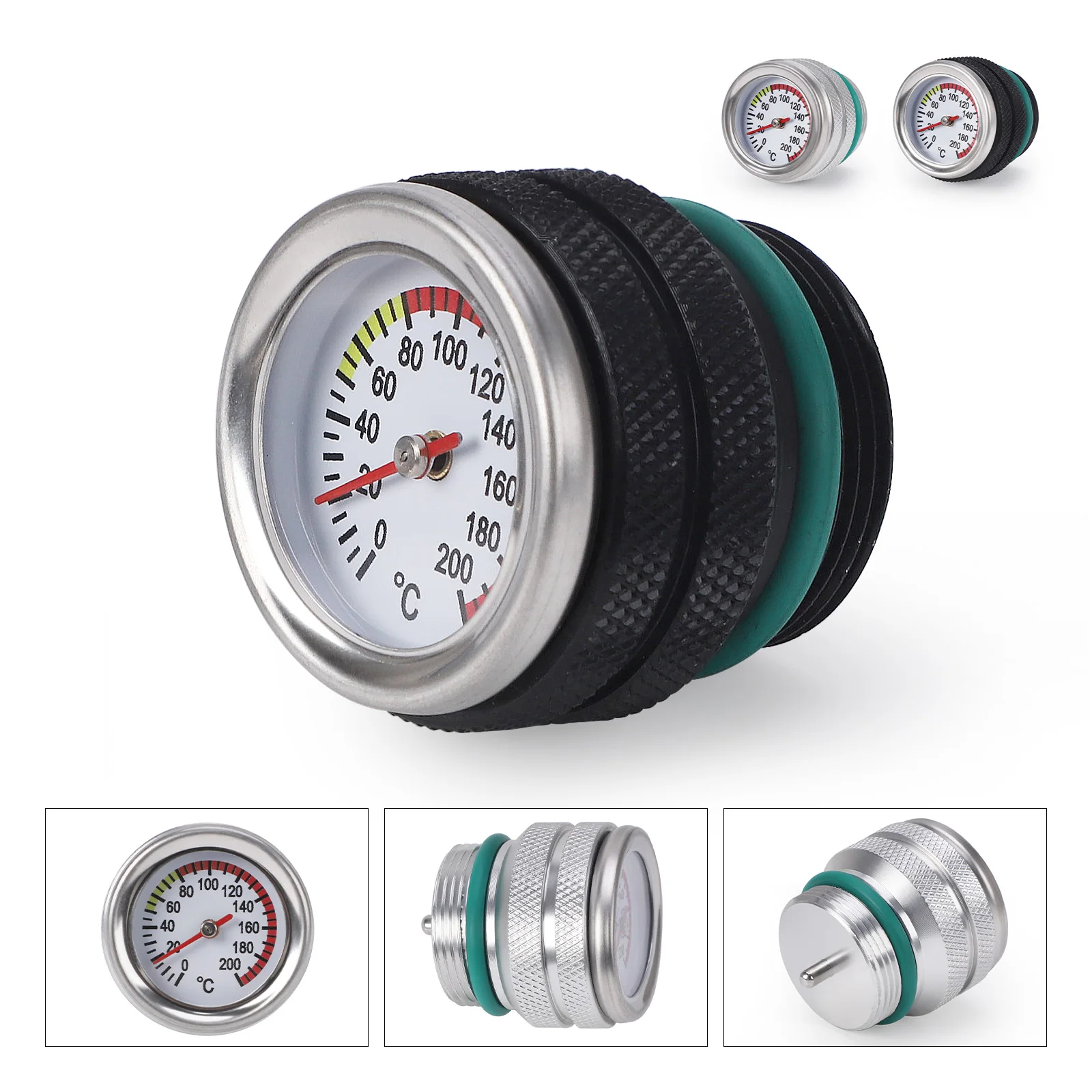 

M30x1.5 For Kawasaki 650 KLR 1987-1998 New Motorcycle Engine Temperature Gauge Oil Cap Tank Temperature Gauge Meter Black Silver