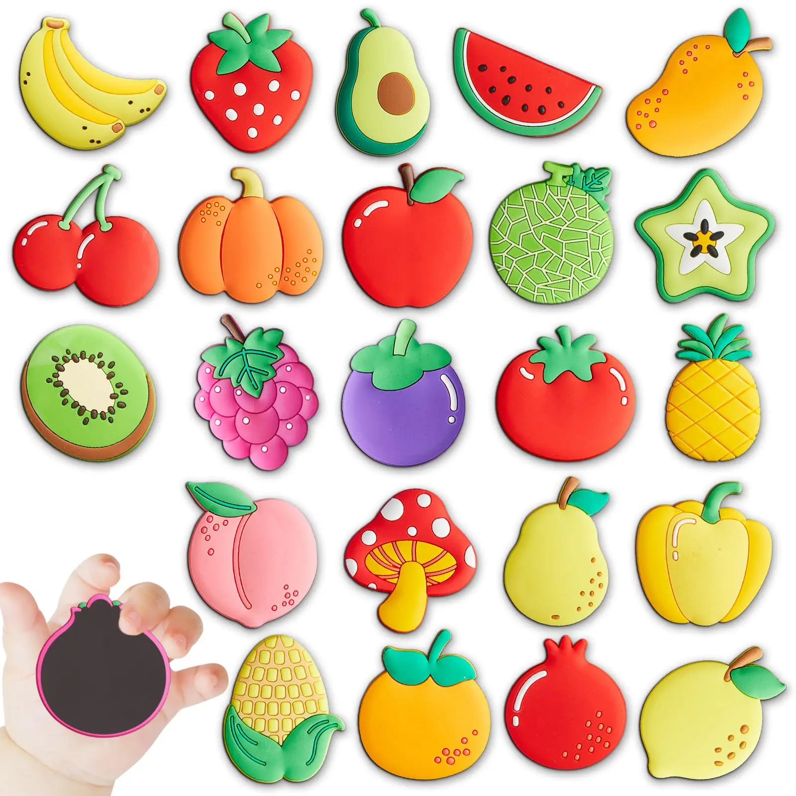 

24PCS Fruit Refrigerator Magnets for Cute Rubber Fruits Educational Toy Strawberry Food Cartoon Magnets Fridge Magnetic Stickers