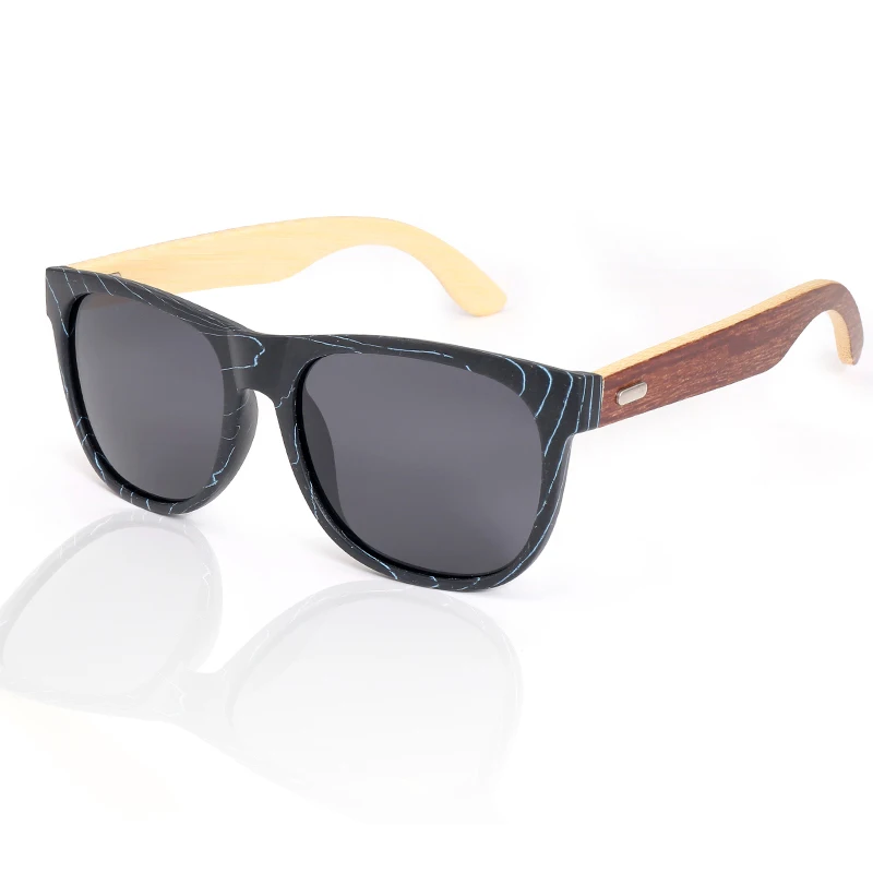 Color Imitation Wood Hair Bamboo Feet Polarized Large Frame Glasses UV Proof Round Sunglasses For Men And Women