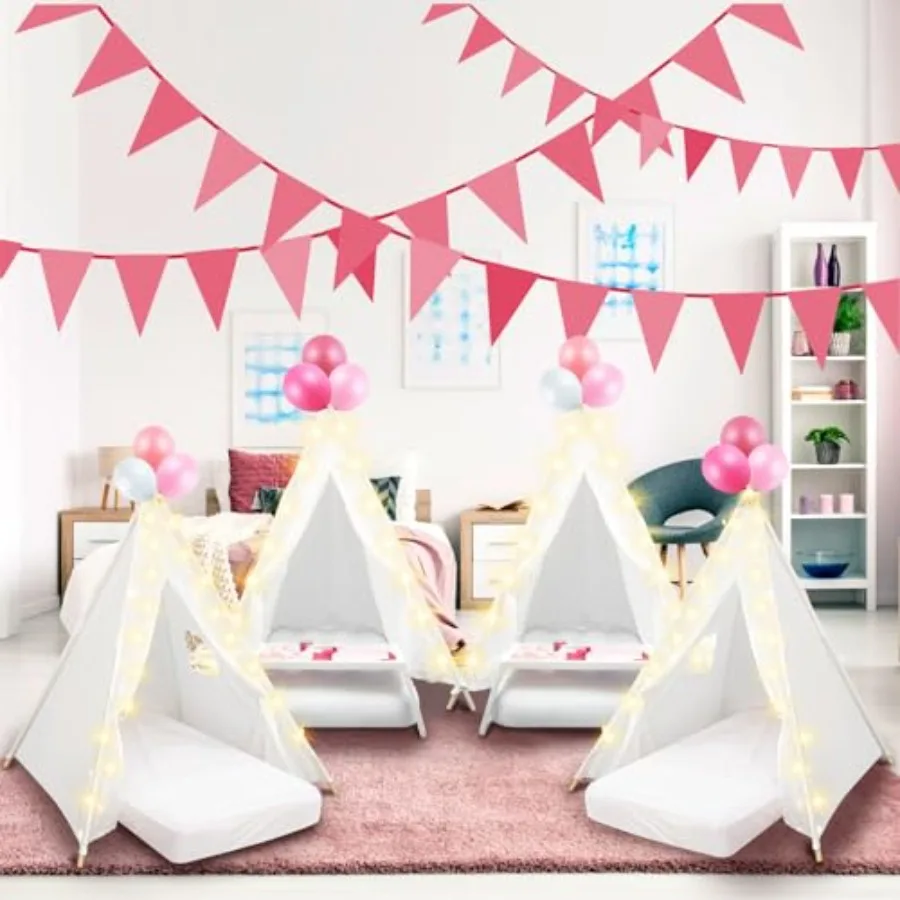 Tente de couchage pour filles, paquet de 8, tente de fête pour fête du pyjama, en vrac avec ficelle légère, matelas pneumatique, drap-housse lavable Na