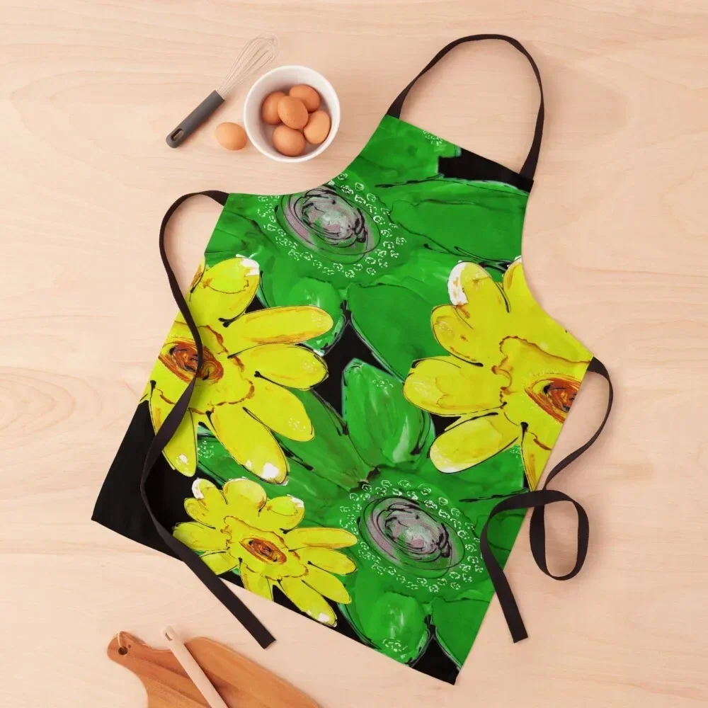 

GREEN and YELLOW FLORAL Apron Kitchen Special Accessories For Kitchen For Cosmetologist Teacher Apron