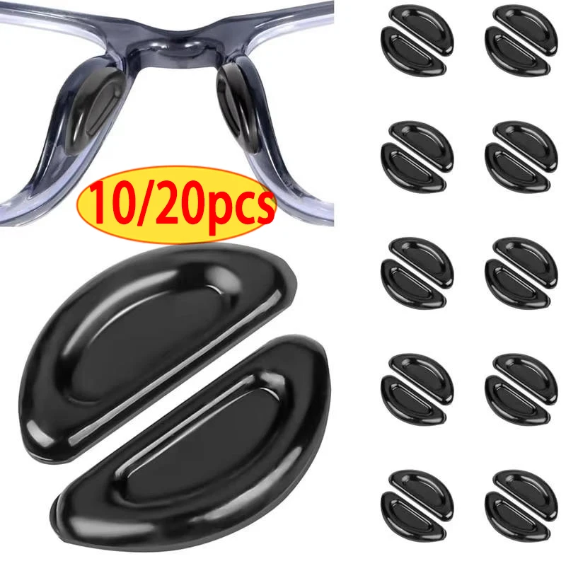 

10 шт. противоскользящих накладок для очков, мягкие силиконовые клейкие накладки для очков в пластиковой оправе, солнцезащитных очков (черные/белые)