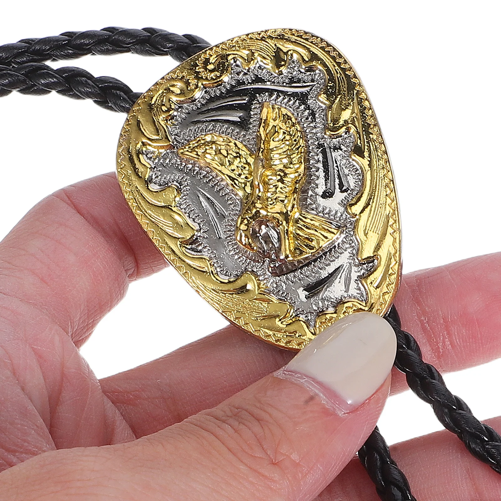 ربطة عنق بولو غربية للرجال قابلة للتعديل على شكل نسر عتيق وربطة عنق من البولي يوريثان على طراز رعاة البقر وإكسسوارات غربية للمهرجانات #5