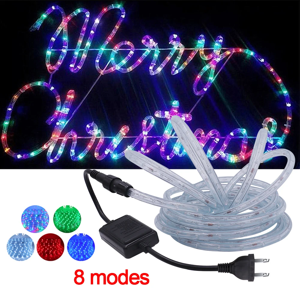 220V 110V LED rura linowa lampki świąteczne na sznurku wodoodporna lampa ogrodowa biały niebieski czerwony zielony żółty Rainbow Neon LED Strip