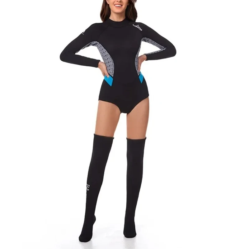 الصيف النساء 2 مللي متر SCR النيوبرين بيكيني بذلة تخزين طويلة الأكمام الجلد بدلة غطس الشمس واقية تصفح الغوص ملابس الحرارية