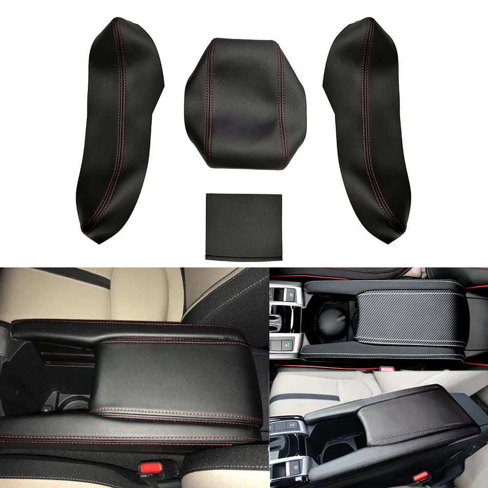 Center Console Armrest Cover for Honda Civic 10th Gen 2016-2021, Leather Lid Protector, Slip-On Design