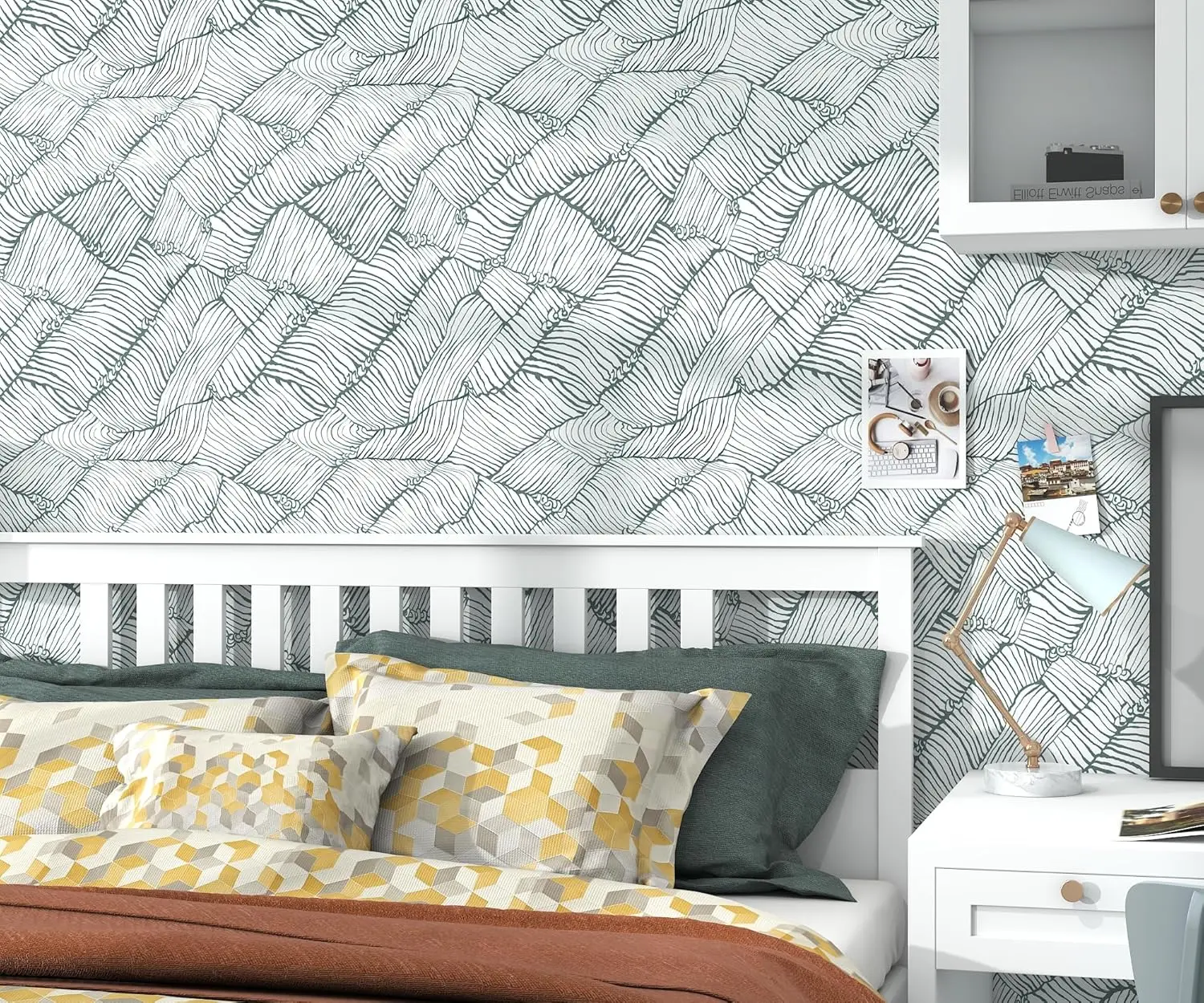 Modern Green Peel and Stick Wallpaper Modern Striped Self Adhesive Wallpaper Removable Contact Paper for Cabinets Drawers Decor
