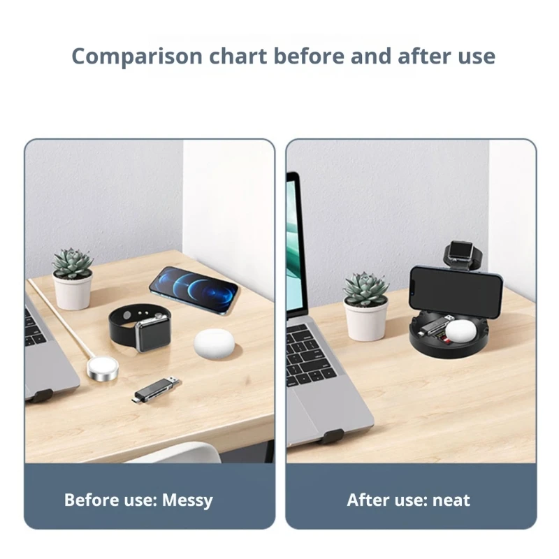  Watch Charging Dock Builtin Storage Tray With Antislip Base And Invisible Wire Management For Neat Desk Setups