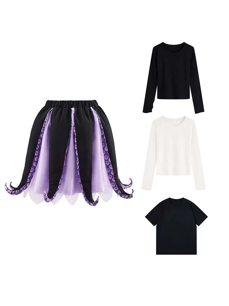 Halloween Ursula Kostuum Zwart Paars Zee Heks Kostuum Octopus Tentakel Tutu Jurk voor Vrouwen Carnaval Party Zeemeermin Cosplay - afbeelding 2