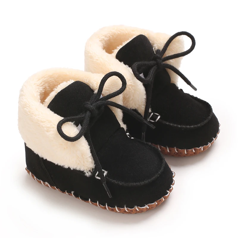 Autumn and Winter Baby Plush Thick Warm Cotton Shoes 0-18 Months Soft Soled Comfortable Non Slip Boots