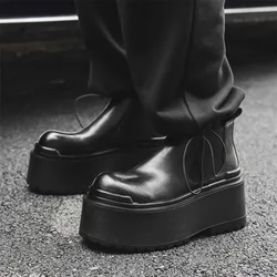 men luxury fashion punk hip hop dress chelsea boots flats platform shoes cowboy original leather boot cool autumn winter botas