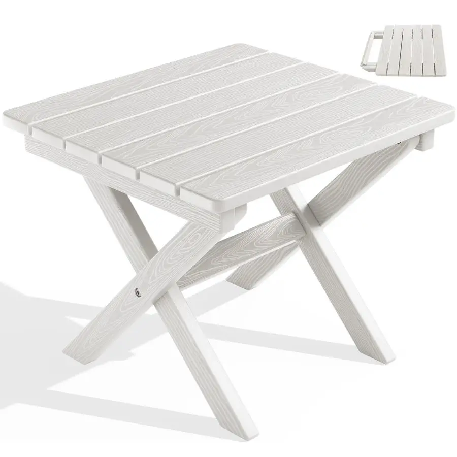 

Portable Folding Adirondack Side Table, HDPE Small Outdoor End Table, No Assembly Required, WeatherResistant, 110 lbs Capacity,