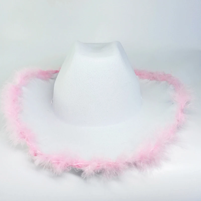 Feather Cowgirl Hat Cowboy Hat Fedora Western Cowboy Hat Bachelorette Party Hat For Bridal Party Bachelorette Party Prop