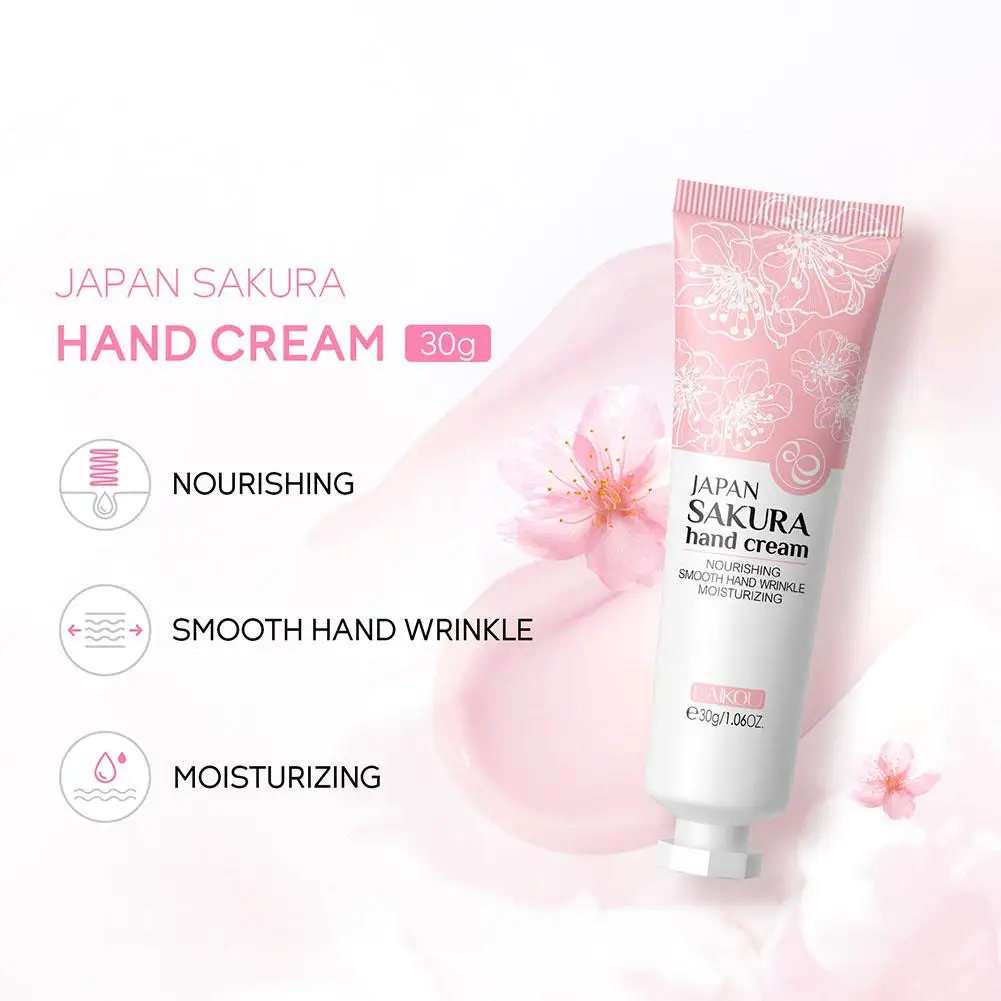 LAIKOU-Crème pour les mains Sakura, blanchissante, déformable, anti-fissure, hydratante, estompe les ridules, soins de la peau coréens, santé, beauté, 30g