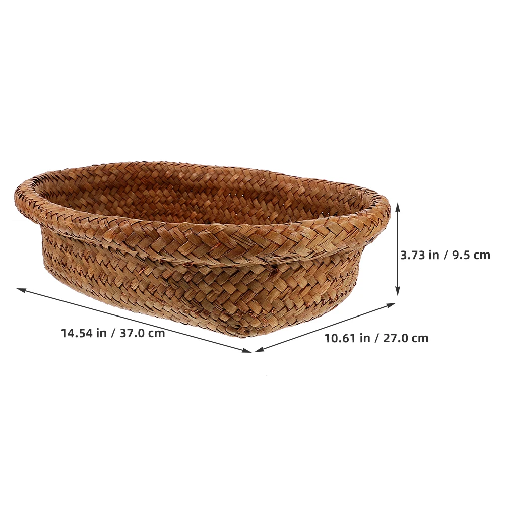 

Picnic Basket Straw Woven Storage Holder Home Kitchen Bread Organizer Simple Sundries Basket Portable Weaving Container