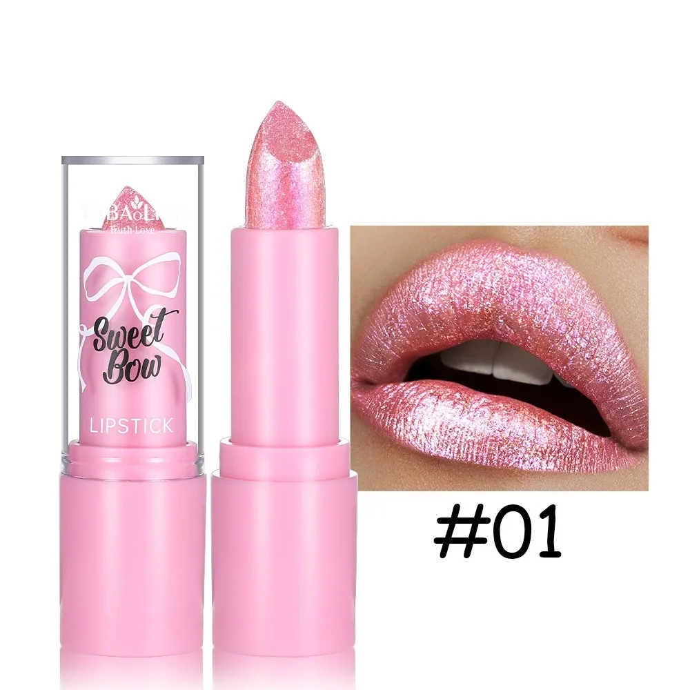New Velvet Pearl Pink Lipstick Waterproof Non-stick Cup Glitter Lipstick Sparkling Glossy Finish Pearlescent Lip Tint Women