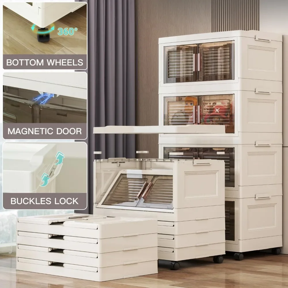 Lided storage box, closet organizer and storage device, 5 front open stackable storage boxes, and used for storing closetclothes