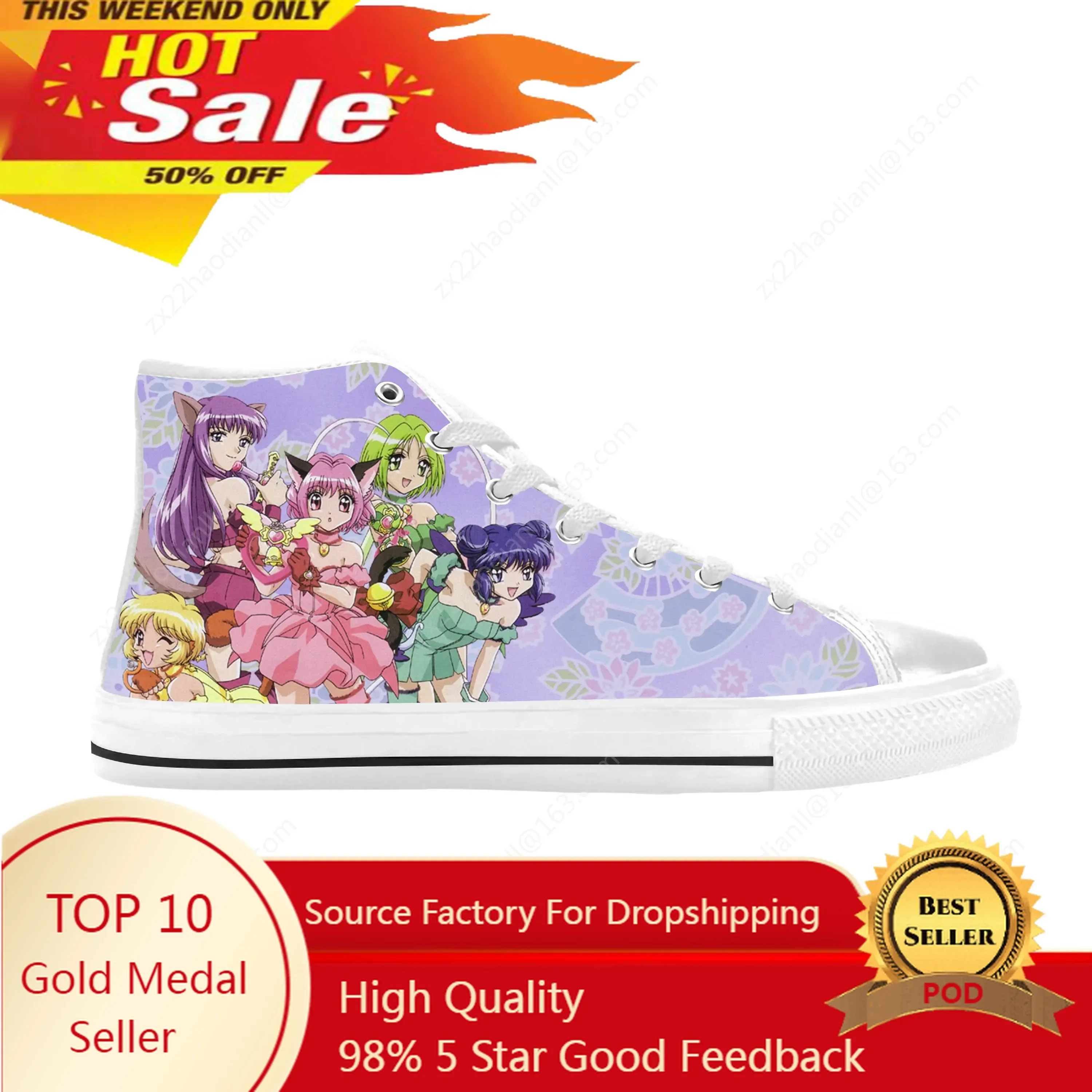 Tokyo Mew Mew Japanese Anime Cartoon Manga Comic Casual Cloth Shoes High Top Comfortable Breathable 3D Print Men Women Sneakers