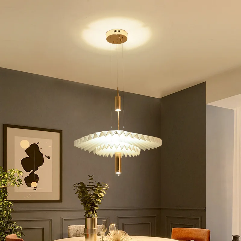 

Modern Minimalist Living Room Bedroom Pendant Lamp Creative Personality Acrylic Flying Saucer Dining Lamp Pleated Bar LED Lights