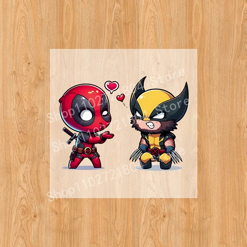 Deadpool & Wolverine การออกแบบของตัวเองแพทช์เหล็กบน Transfer สําหรับเสื้อผ้า DIY ล้างทําความสะอาดได้เสื้อยืดความร้อนสติกเกอร์ยี่ห้อแพทช์ความร้อน