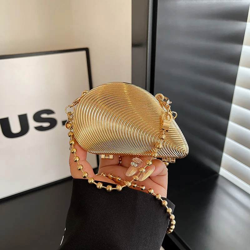 

Mini Acrylic Shell Shoulder Bag Luxury Beaded Evening Bags for Women Clutch Handbags Coins Party Wedding Purses Crossbody Bag