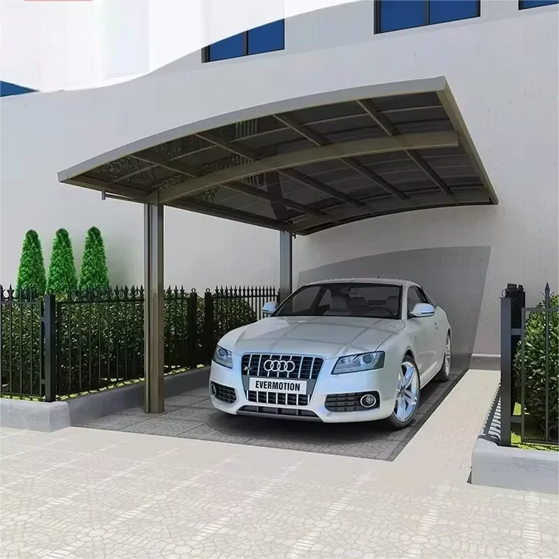 مأوى سيارة خارجي OneAlu - إطار من الألومنيوم/PVC مقاوم للماء مع شراع خشبي، خيمة مرآب للبيع #5