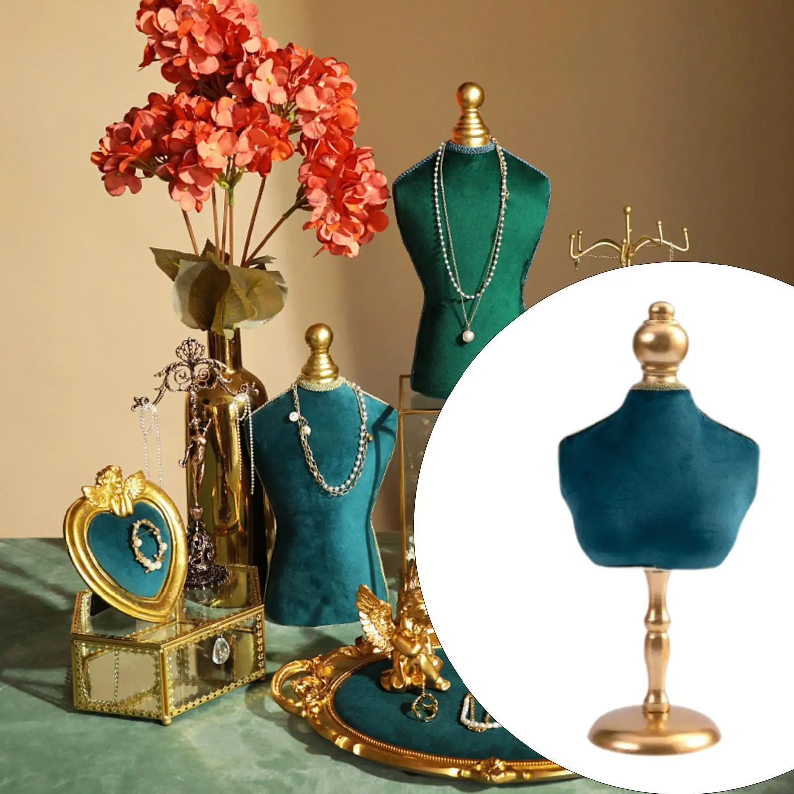 

Necklace Mannequin Holder Modern Velvet Jewelry Display Bust Display Stand Stable Necklace Chain Holder for Bedroom Home Shop