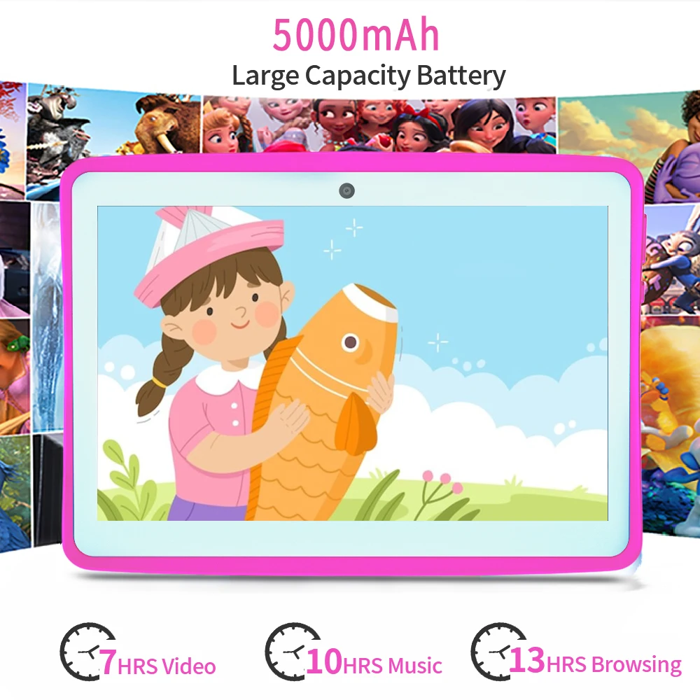 Sauenaneo 10.1인치 어린이용 태블릿 안드로이드 11 4+64GB 5000mAh, 5GWiFi 듀얼 카메라 블루투스 유아용 태블릿