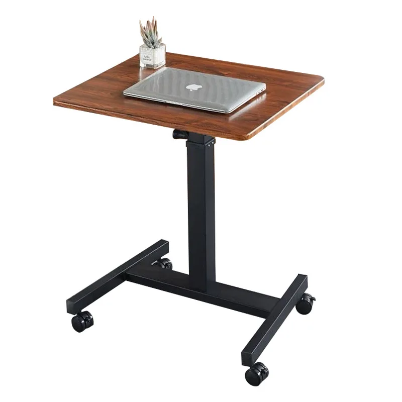 & Wood Laptop Desk-Movable Height Adjustable with Hand Crank Lifting