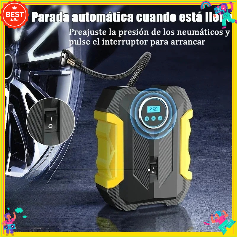  Portable car air compressor, new digital tire inflator pump with LED light, fast inflation, 12V power supply