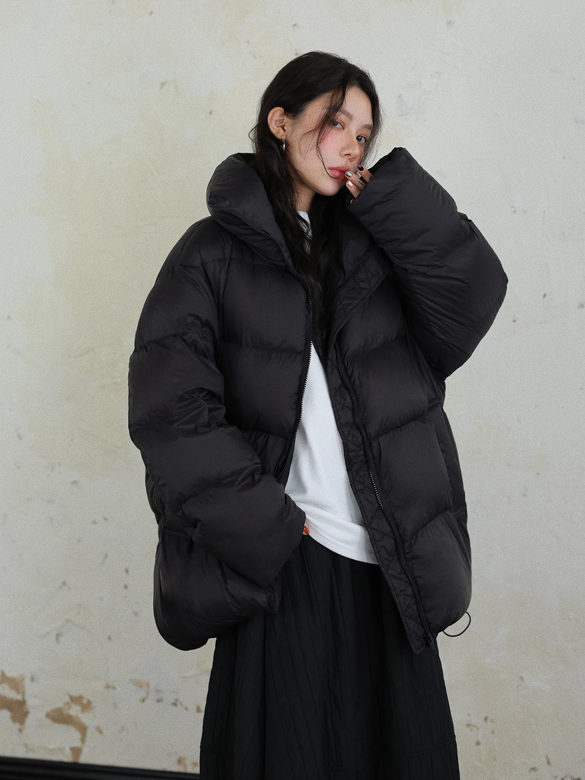 

Пуховик DR Premium Thiened Long Puffer Jaet женский зимний свободного кроя с воротником-стойкой, теплый, пушистый, верхняя одежда