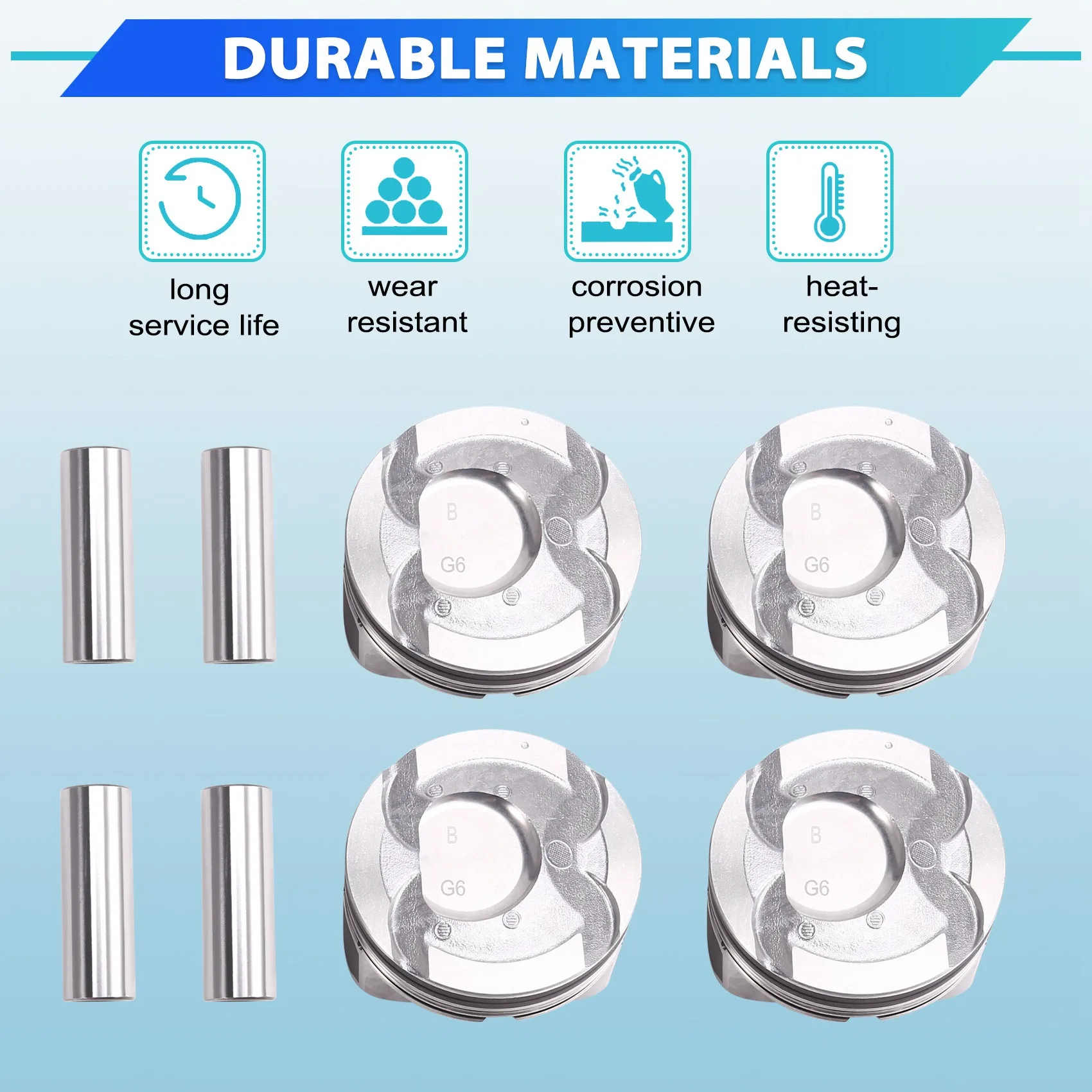

Hot Selling-1Set/8Pcs 1.6L Engine Pistons & Pin Kit Assembly 23041-2B602 For Hyundai Accent Kia Soul Rio 2018-2021 230412B602,1S