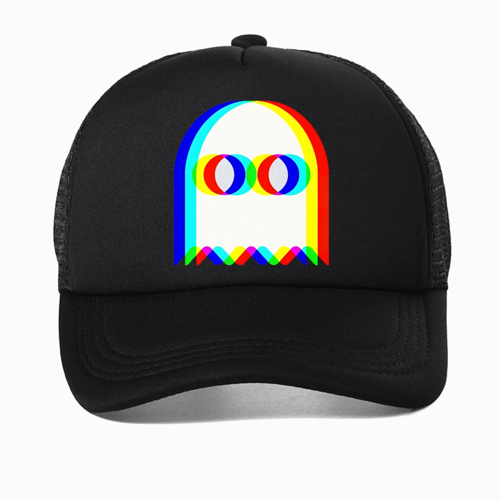

Funny Ghost Psychedelic Vaporwave Halloween Techno Wild EDM Music Cool Baseball Cap Outdoor sports breathable mesh Trucker hats