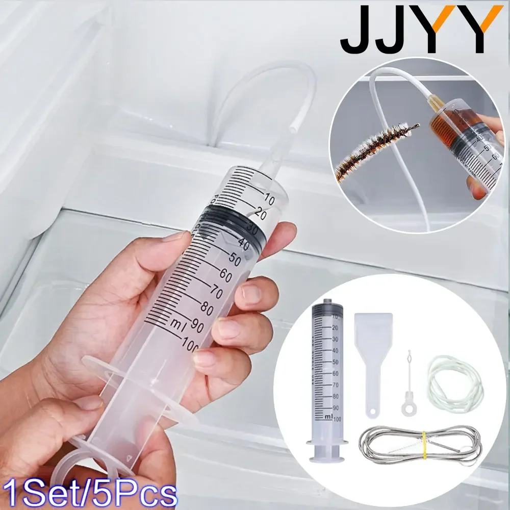 JJYY 1 Set/5 Stück Kühlschrank-Abfluss-Reinigungsbürste, Schlauchstift, Werkzeug zum Entstopfen, Abflussloch-Set, geeignet für die Abflussreinigung