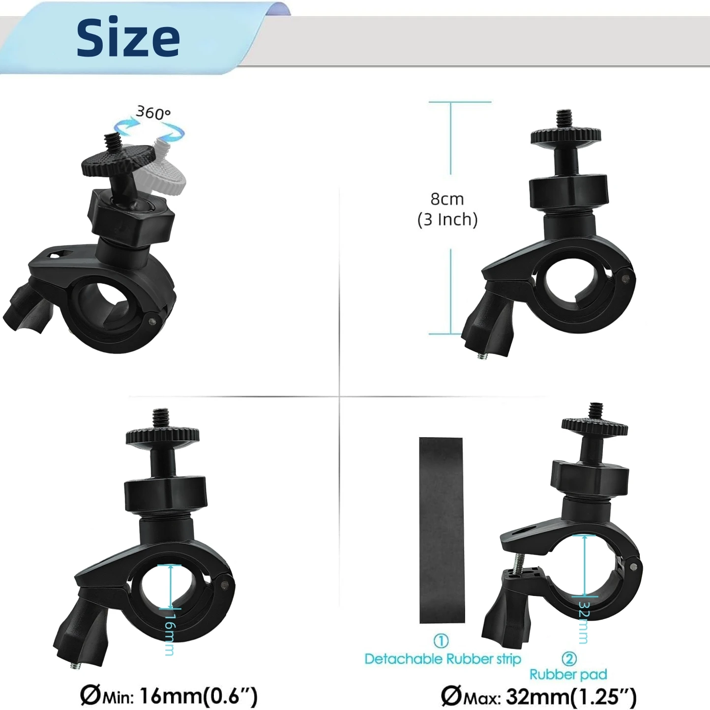 Bicycle Mobile Phone Holder Suitable For Gopro Camera Accessories O Ring Screw Head Motorcycle Riding Fixed Bracket Adapter