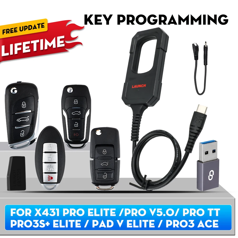 Programmeur de clés LAUNCH X431, ensemble de 4 clés, outils de programmation IMMO, compatible avec X431 PAD V/ IMMO ELITE/IMMO PLUS /PROG 3