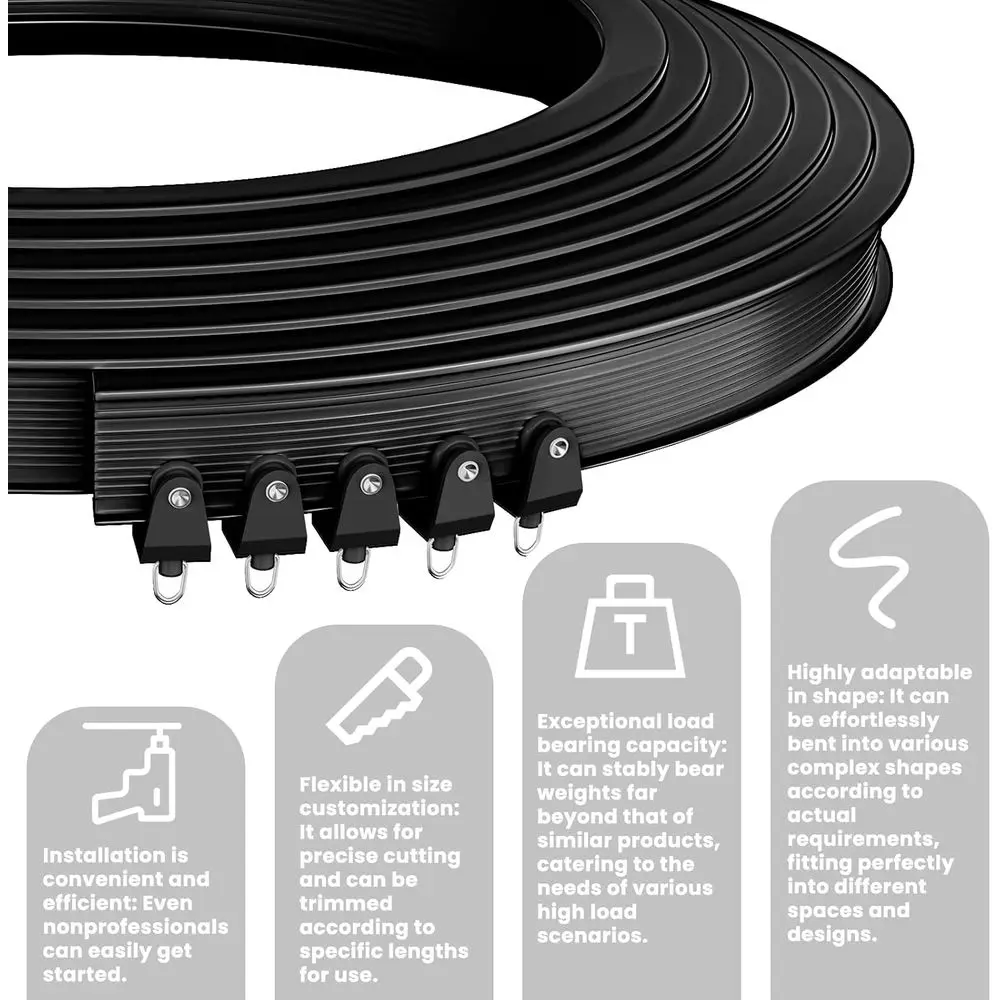 طقم ستائر للخصوصية مع مسار، 106 عريض × 106 طويل، أسود #6