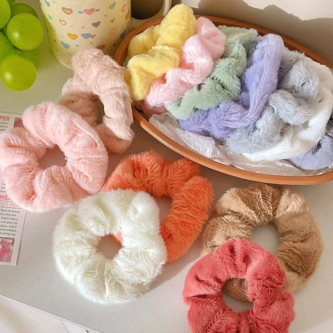 Plush Candy High Elasticity Thickened Versatile Simple Scrunchies, Hair-Friendly Hair Ties Hair Rope for The best gift for girl