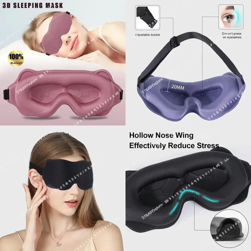 3D Sleeping Mask Block Out Light Soft Padded Sleep Mask For Eyes Eye Shade Blindfold Sleeping Aid Face Mask Eyepatch