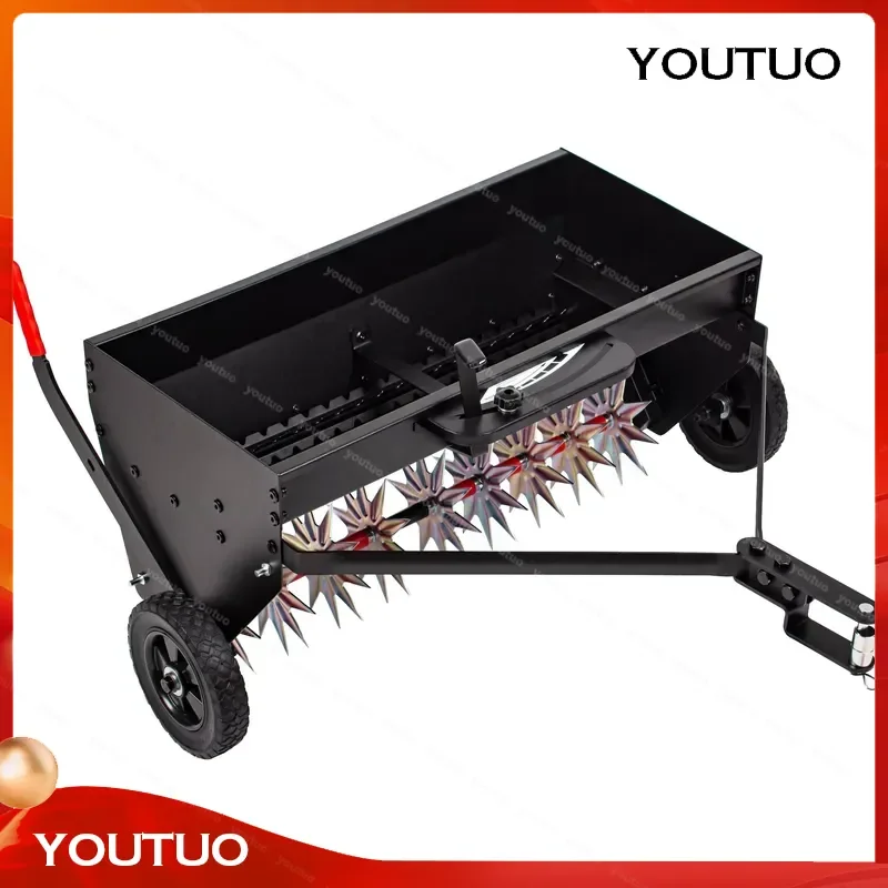 for Tow Spiker Seeder Steel Hopper Drop Seed Fertilizer Salt Spreader Lawn Garden Tractor Broadcast Compost Aerators