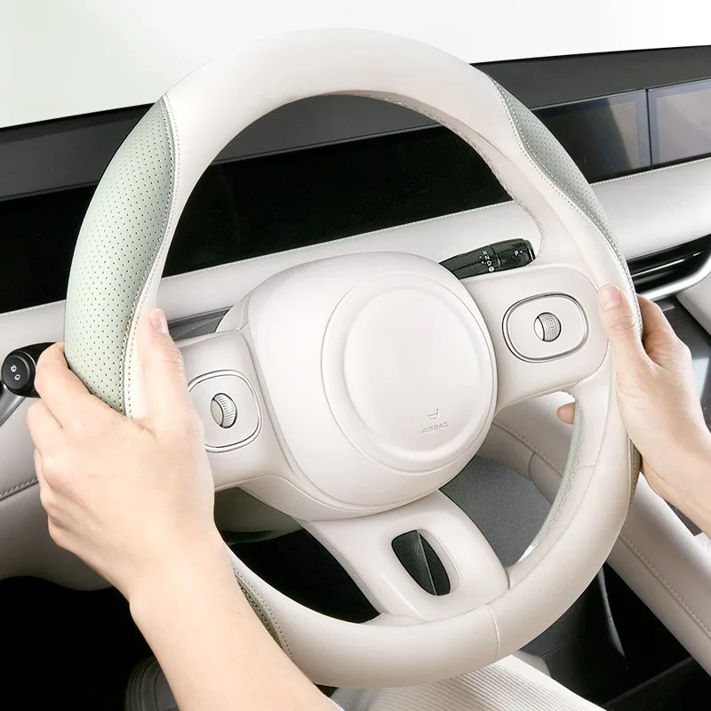 

Leather Car Steering Wheel Cover Universal 37-38CM Steering Wheel Covers Cute Car Accessories Interior O/D Shape Steering Covers