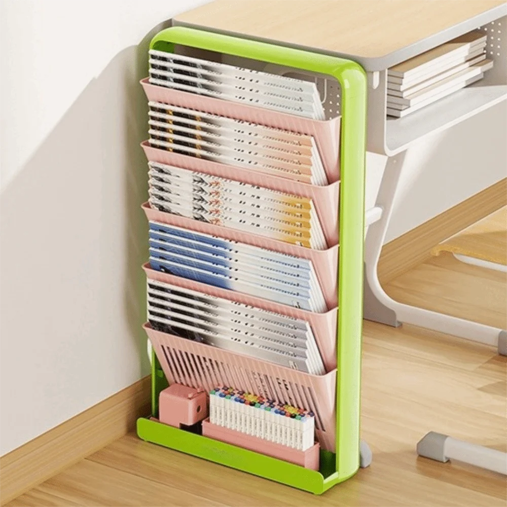 3/5 Layer Structure Study Desk Organizer Removable Space-Saving Side Mounted Bookshelf Floor-Standing Multi-Layer