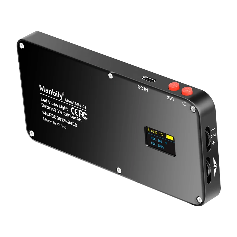 Imagem -02 - Manbily Mfl07 Rgb Portátil Conduziu a Luz de Vídeo da Suficiência 8w Regulável 3000k6500k com Tela Oled para a Fotografia