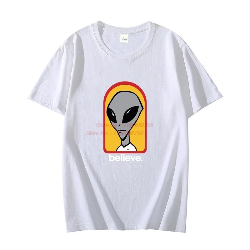 Cotton T-shirt Alien Workshop Believe Speed Way Oversized t-shirt Tees Tops Harajuku graphic t shirts Summer t shirt for men