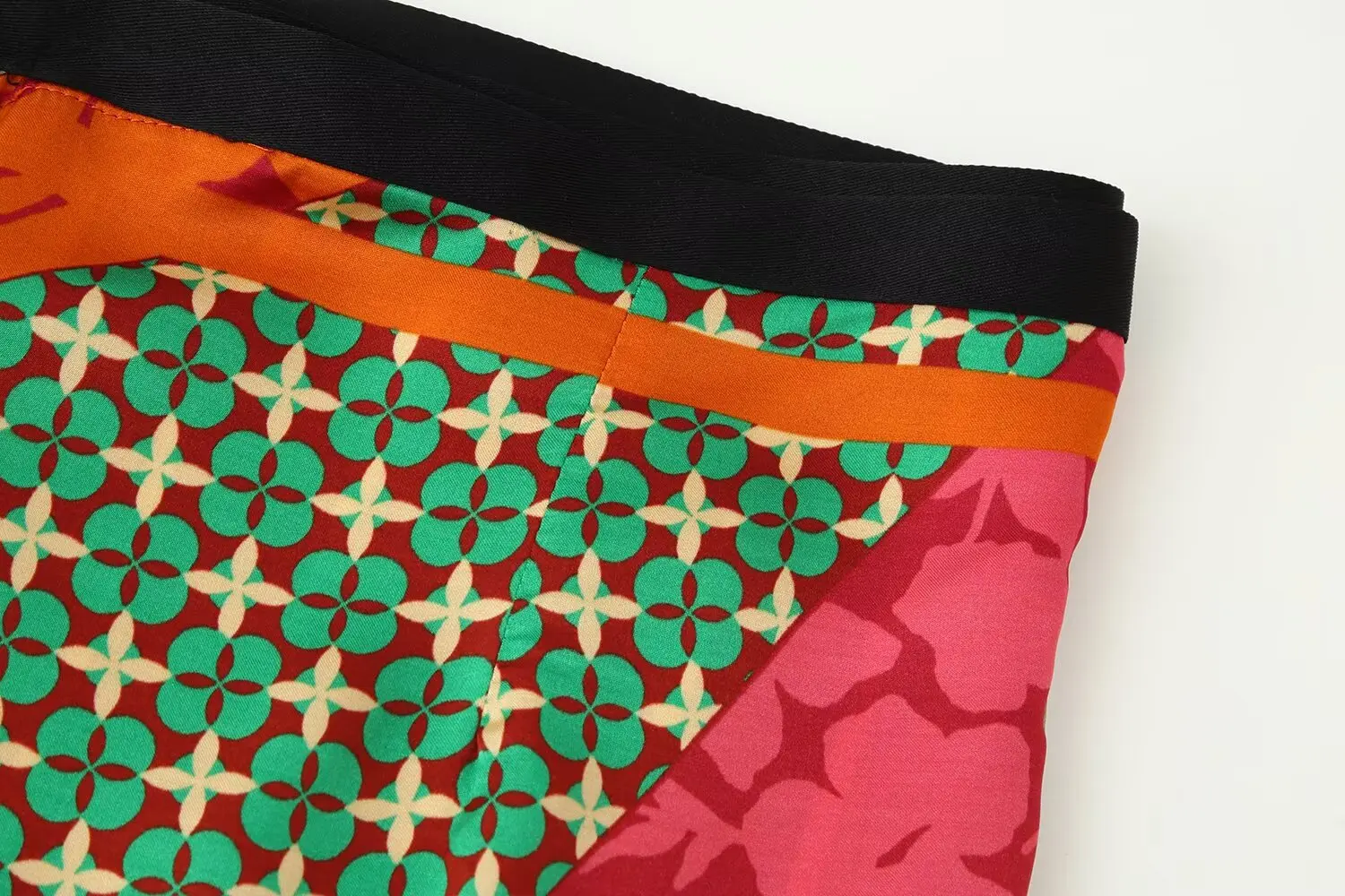 KONDALA Vintage Patchwork-Print Bohemian Damen-Maxirock – Modischer Sommer 2026 Schnürrock mit Streifen für Urlaub und Strand, Asymmetrischer Rock – Detail 4
