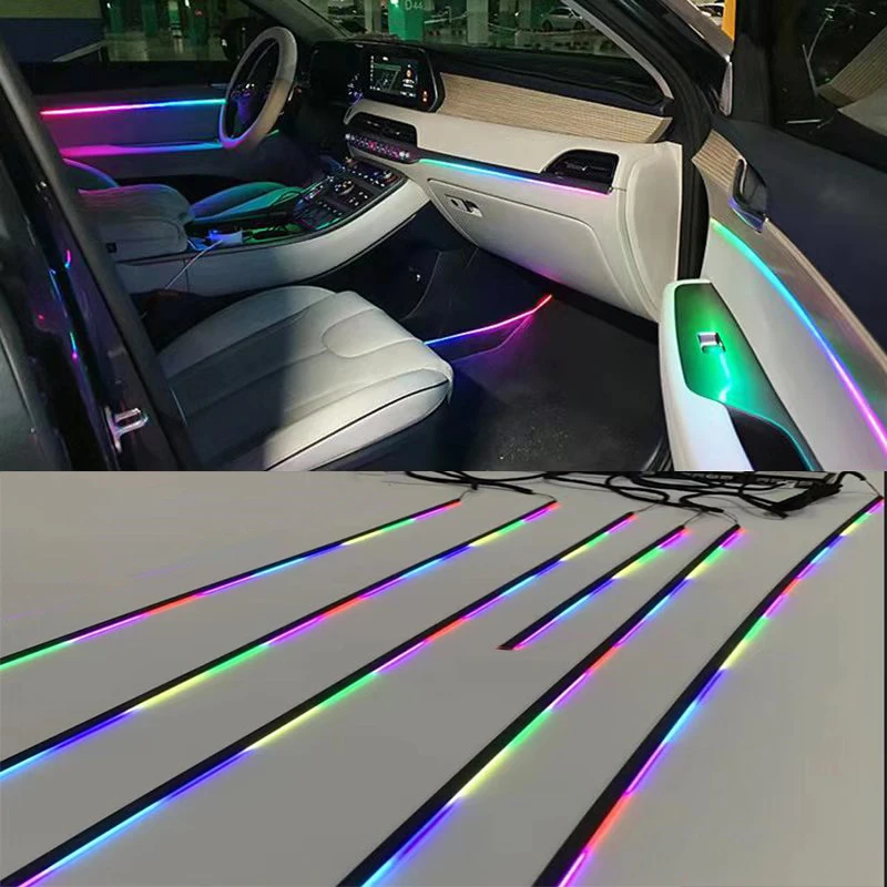 6 in1 18 in 1 64 Color RGB Symphony Car Ambient Interior LED Acrylic Guide Fiber Optic Universal Decoration Atmosphere Lights