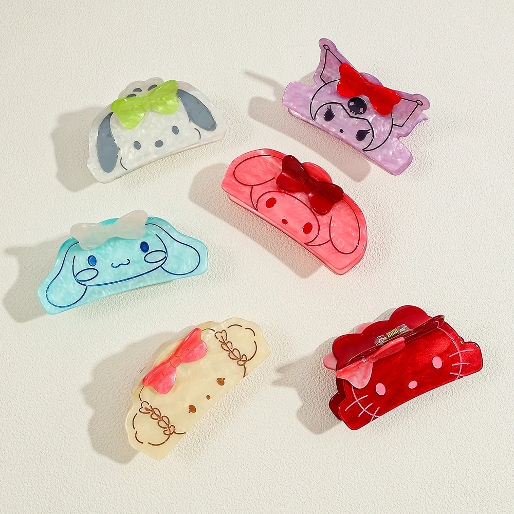 

Random 6pcs Sanrio Characters Acrylic Hair Claw Clips - Kuromi My Melody Cinnamoroll Pompompurin Hello Kitty Kawaii Hair Clamp
