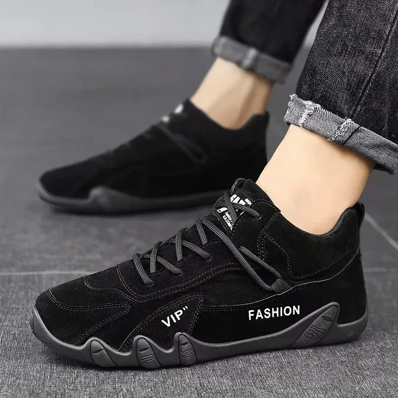 Men Outdoor Casual Sport Shoes Tooling Shoe Lightweight Non-slip Flat Comfortable Breathable Work Shoe Solid Color Lace Up Shoes