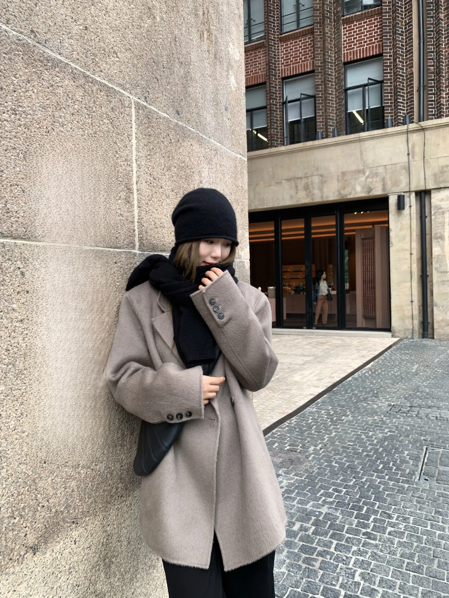 

Двустороннее шерстяное пальто с верхней отделкой из верблюжьего пуха, свободного кроя в корейском стиле, с пуговицами, модная зимняя верхняя одежда для женщин